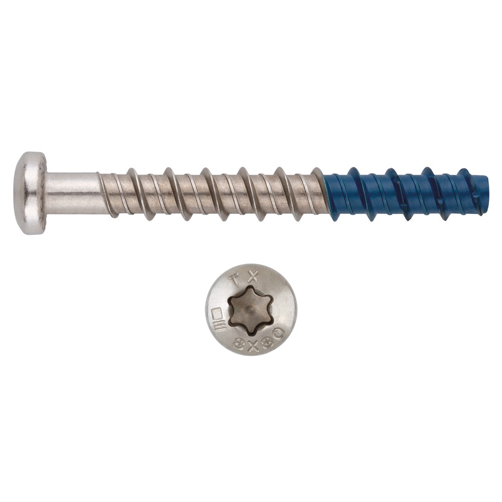 TXP [CP] Anclaje de fijación directa en hormigón Bimetal (cuerpo inoxidable A4 y punta de acero al carbono). Homologado ETE Opt.1. Cabeza alomada